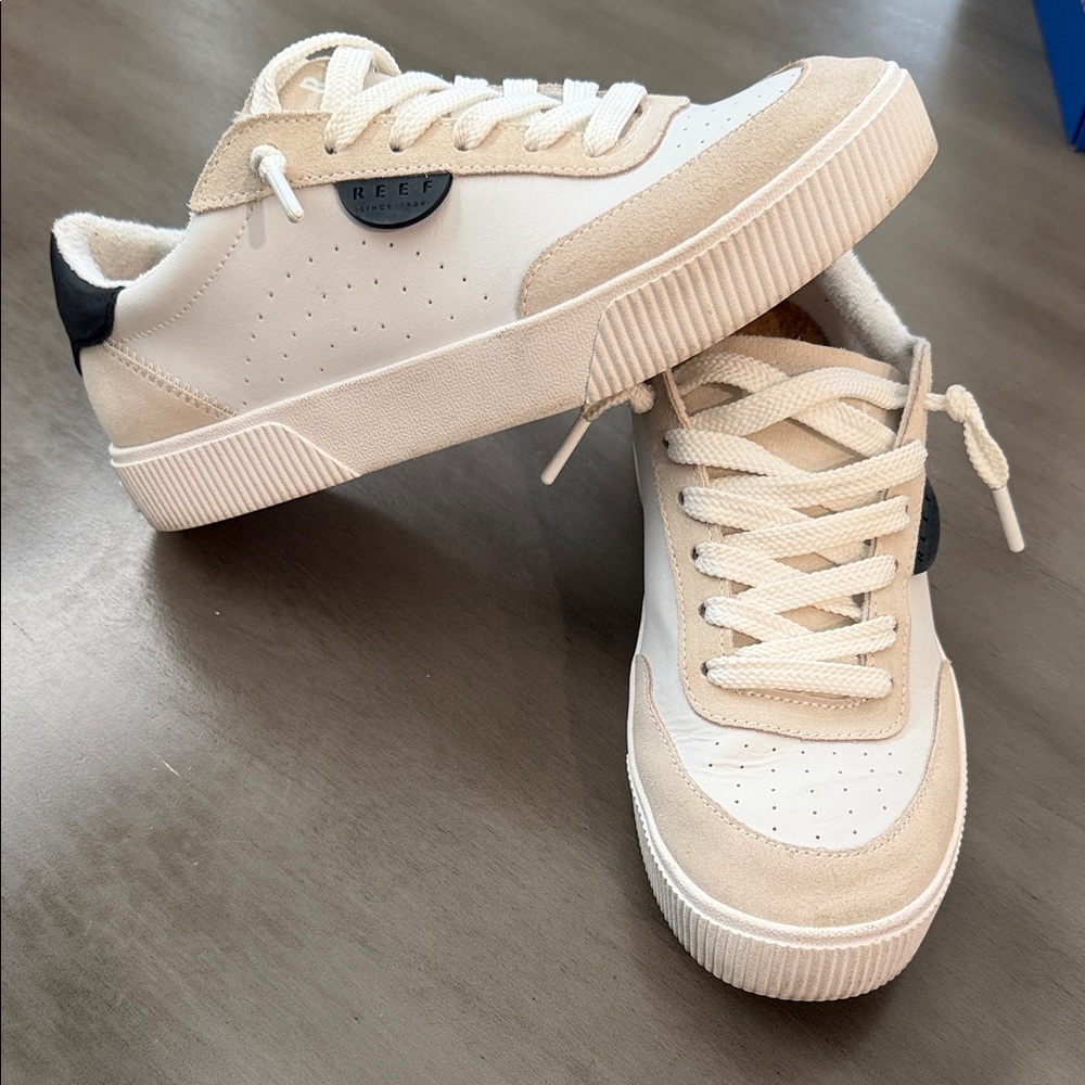 Women's Reef  White and Tan Sneakers